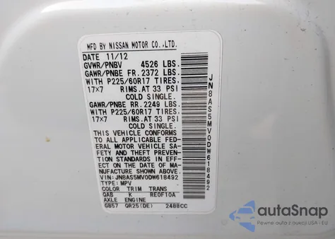 2013 Nissan Rogue Sv from USA, damaged, VIN JN8AS5MV0DW618492